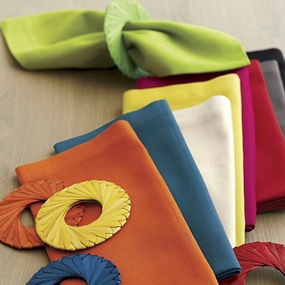 Crate & Barrel green‎ Napkin Rings Tropic Palm Natural lot 8 Handmade raffia NEW - Picture 2 of 5